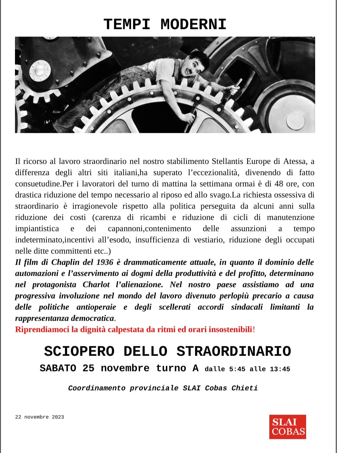 1 sciopero sevel del 25 novembre 2023